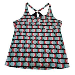 Kaari Blue Top Womans Sz‎ XL Sleeveless Shell Blouse Circles Summer Lined